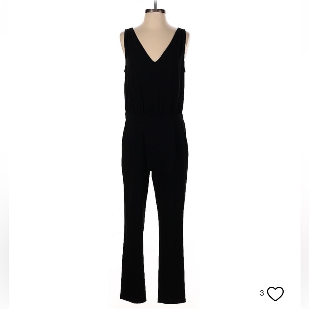 R | Label Black Sleeveless V-Neck Jumpsuit with Pockets, Small